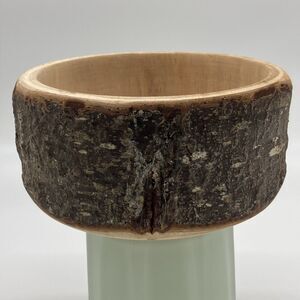 Rustic Handcrafted Wood Bowl Live Exterior Natural Bark Organic Decor‎ Handmade